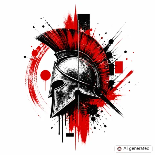 Spartan tattoo design in Trash Polka style