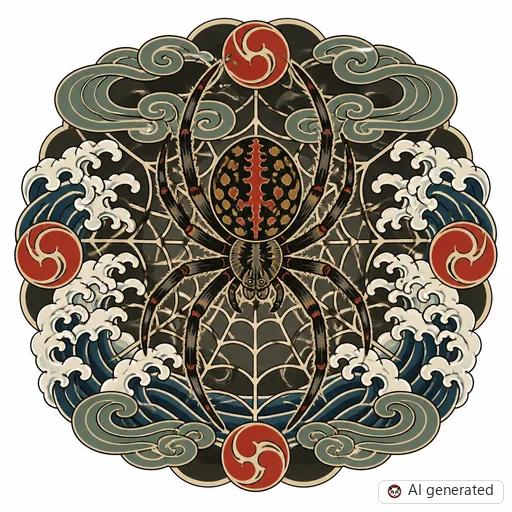 Spinne-Tattoo-Entwurf im Stil Japanisch (Irezumi)