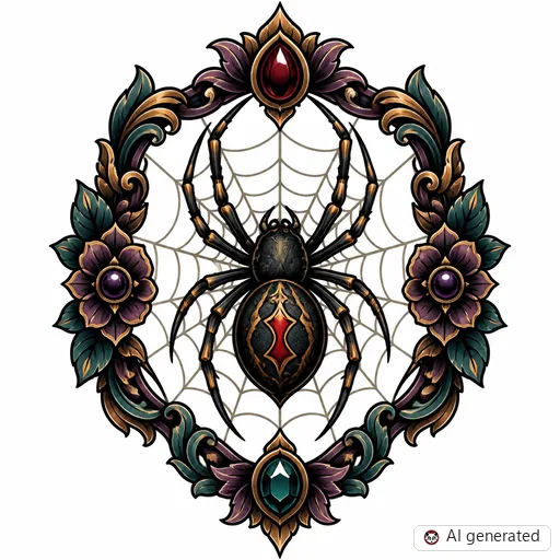 Spinne-Tattoo-Entwurf im Stil Neo-Traditional