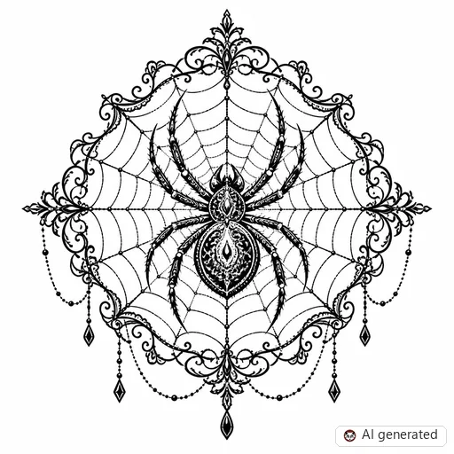 Spider tattoo design in Ornamental style