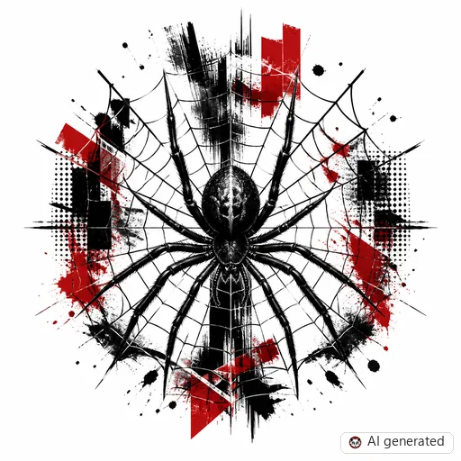 Spider tattoo design in Trash Polka style