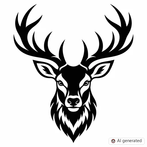 Stag tattoo design in Blackwork style