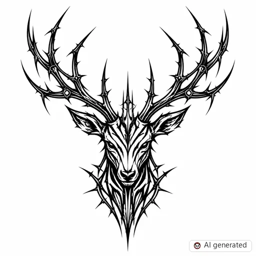 Stag tattoo design in Cybersigilism style
