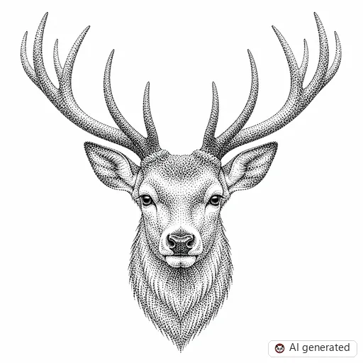 Stag tattoo design in Dotwork style