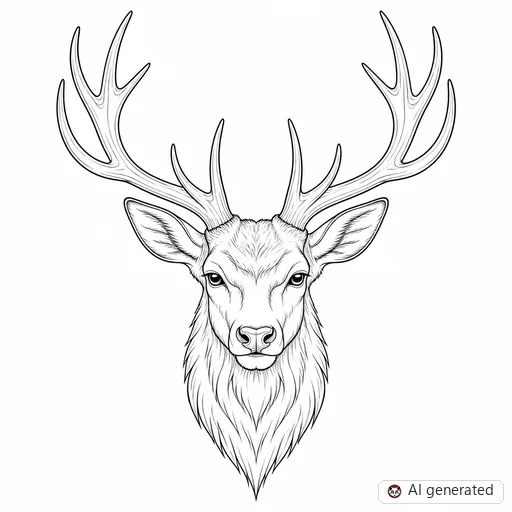 Stag tattoo design in Fine-Line style