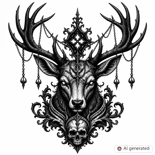 Disegno di tatuaggio Cervo in stile Gothic