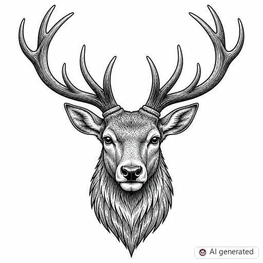 Stag tattoo design in Illustrative style