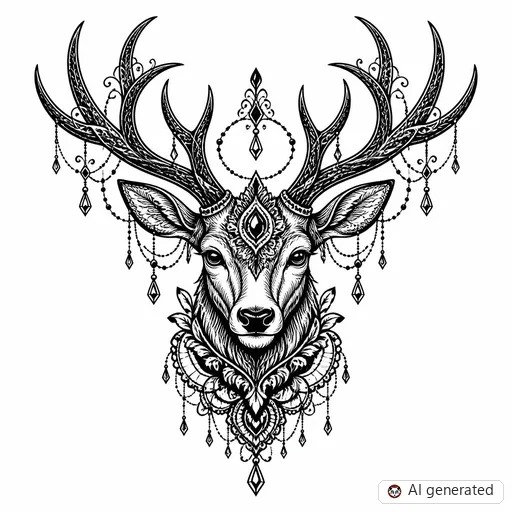 Stag tattoo design in Ornamental style