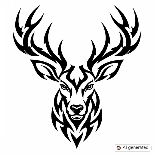Stag tattoo design in Tribal style