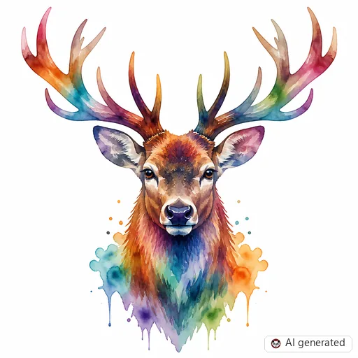 Stag tattoo design in Watercolor style
