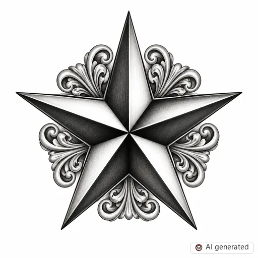 Stern-Tattoo-Entwurf im Stil Chicano