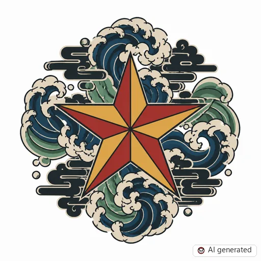 Stern-Tattoo-Entwurf im Stil Japanisch (Irezumi)