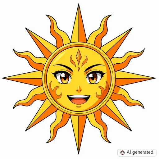 Sonne-Tattoo-Entwurf im Stil Anime