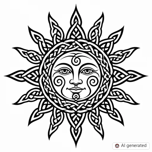 Disegno di tatuaggio Sole in stile Celtico
