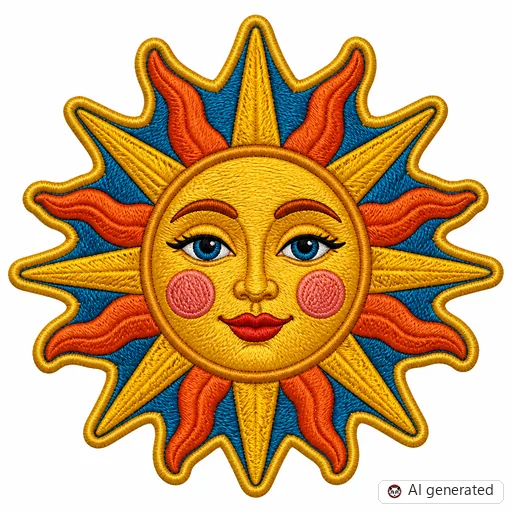 Diseño de tatuaje de Sol en estilo Bordado