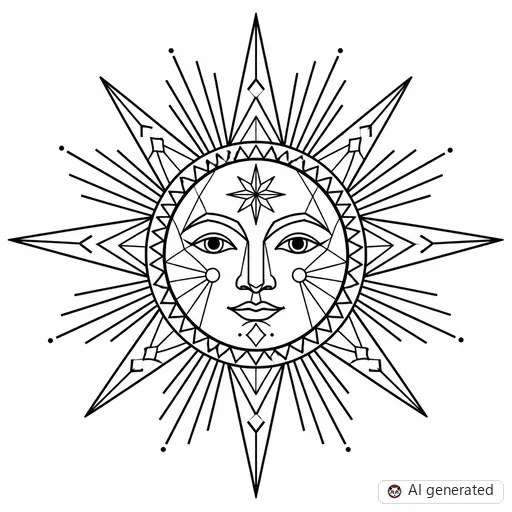 Sun tattoo design in Geometric style