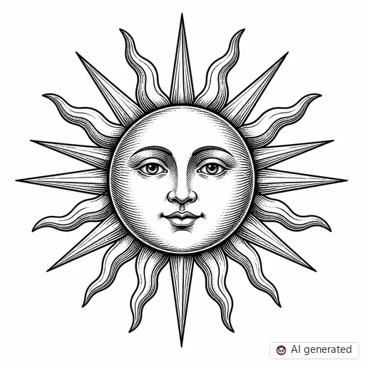 Sun tattoo design in Illustrative style