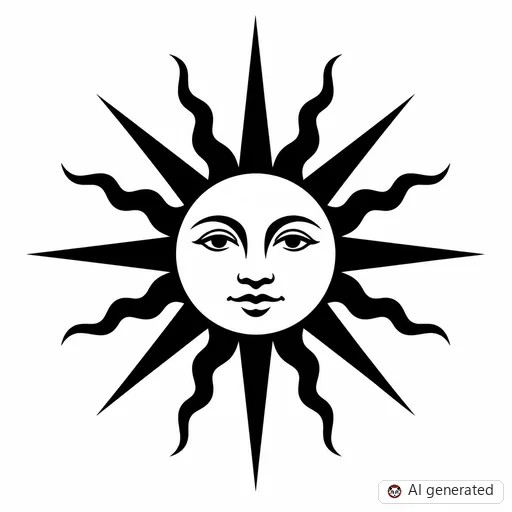 Sonne-Tattoo-Entwurf im Stil Negative Space
