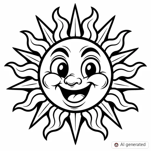 Sun tattoo design in New School style