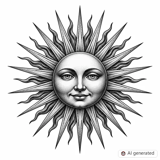 Sun tattoo design in Realism style