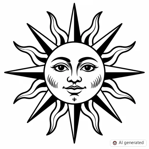 Sun tattoo design in Traditional style