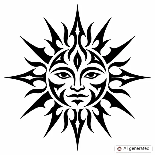 Sun tattoo design in Tribal style
