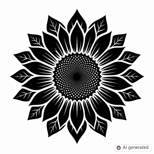 Sunflower tattoo design in Blackwork style
