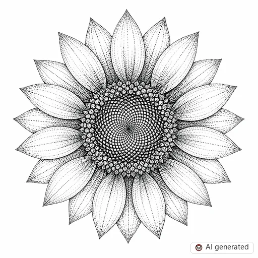 Sunflower tattoo design in Dotwork style