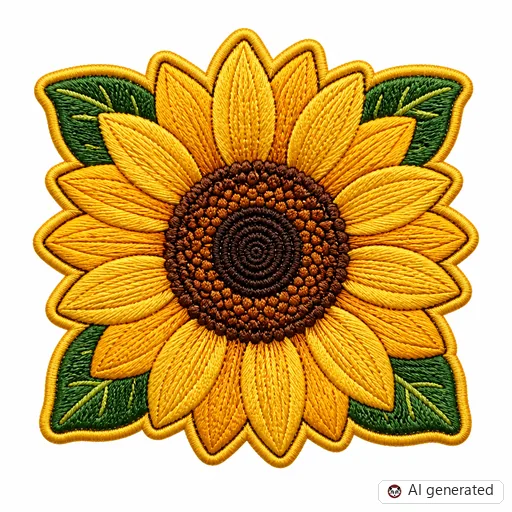 Diseño de tatuaje de Girasol en estilo Bordado