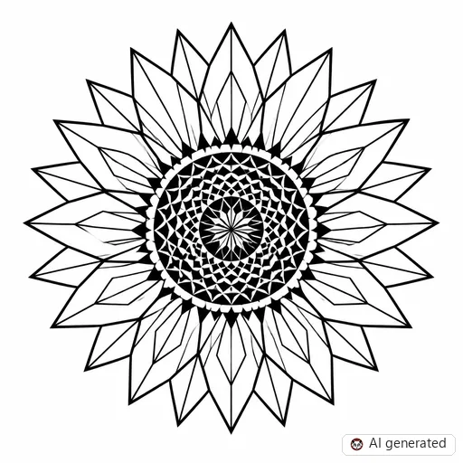 Sunflower tattoo design in Geometric style