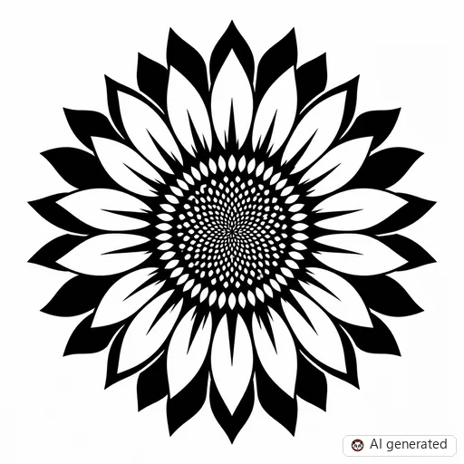 Sonnenblume-Tattoo-Entwurf im Stil Negative Space