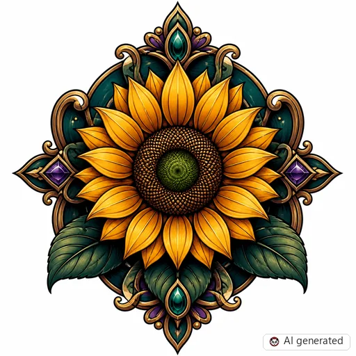 Sonnenblume-Tattoo-Entwurf im Stil Neo-Traditional