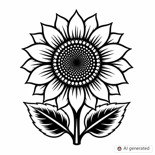 Sunflower tattoo design in Traditional style