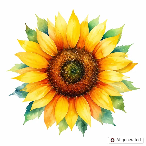 Sunflower tattoo design in Watercolor style