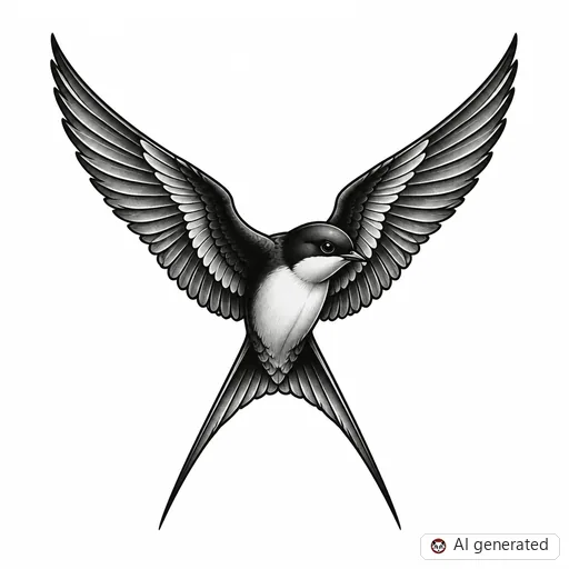 Swallow tattoo design in Black & Grey style