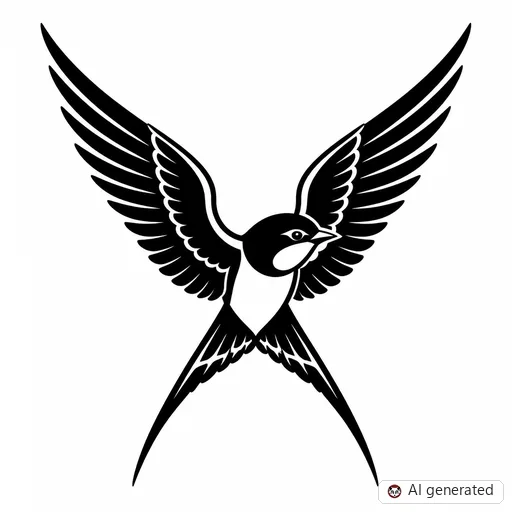 Swallow tattoo design in Blackwork style