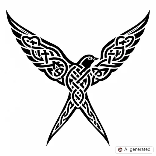 Disegno di tatuaggio Rondine in stile Celtico