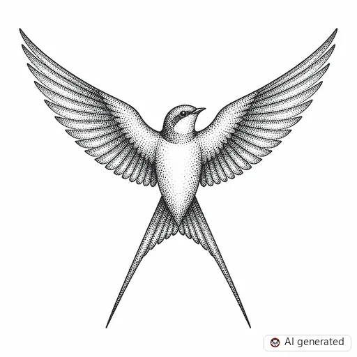 Swallow tattoo design in Dotwork style