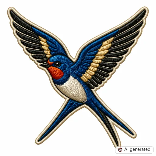 Diseño de tatuaje de Golondrina en estilo Bordado