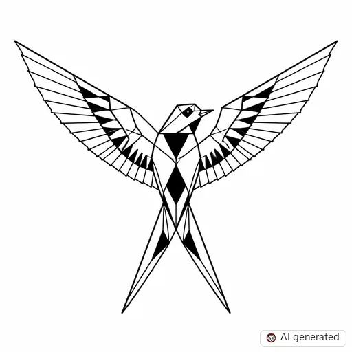 Swallow tattoo design in Geometric style