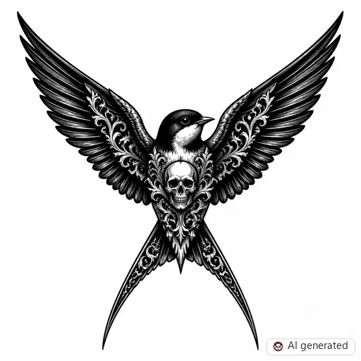 Disegno di tatuaggio Rondine in stile Gothic