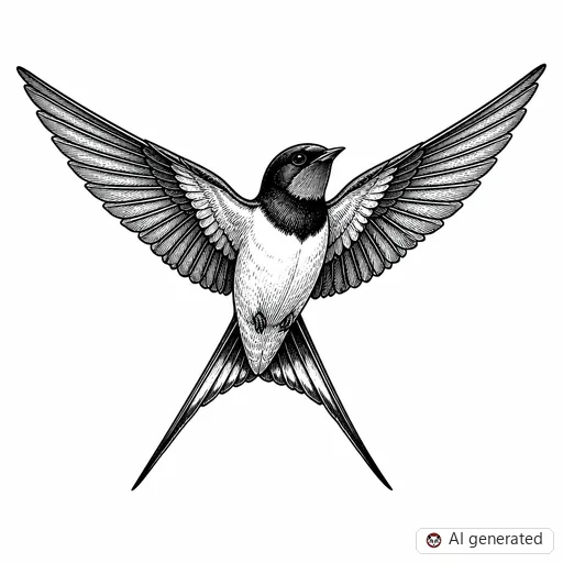 Swallow tattoo design in Illustrative style