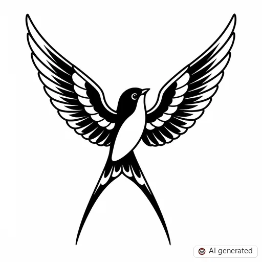 Swallow tattoo design in Traditional style