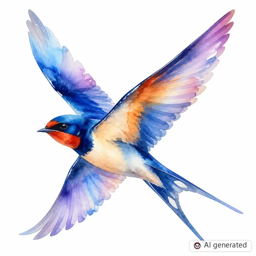 Swallow tattoo design in Watercolor style