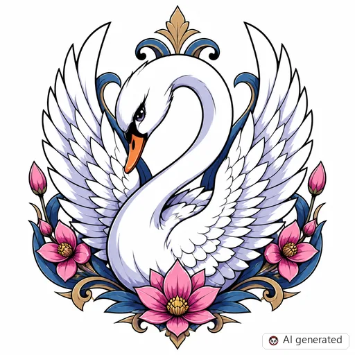 Schwan-Tattoo-Entwurf im Stil Anime
