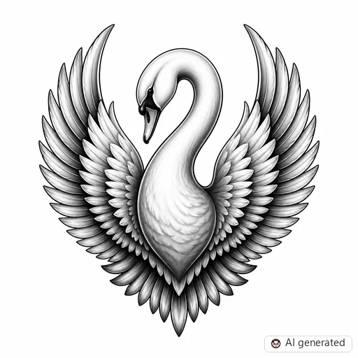 Swan tattoo design in Black & Grey style