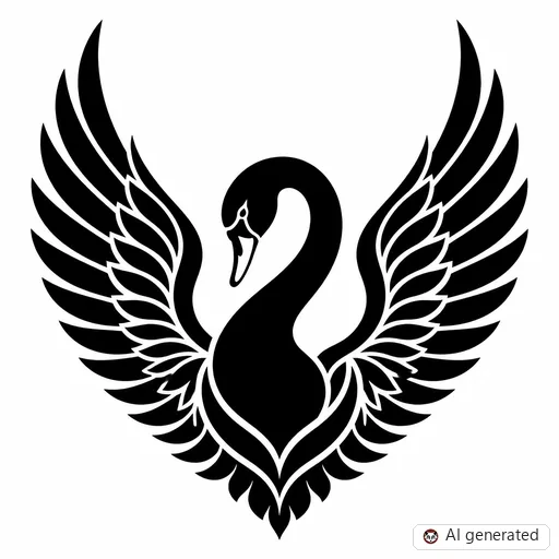 Swan tattoo design in Blackwork style