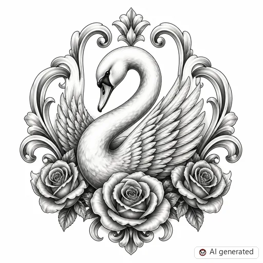 Schwan-Tattoo-Entwurf im Stil Chicano