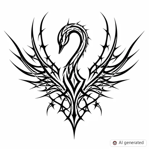 Swan tattoo design in Cybersigilism style