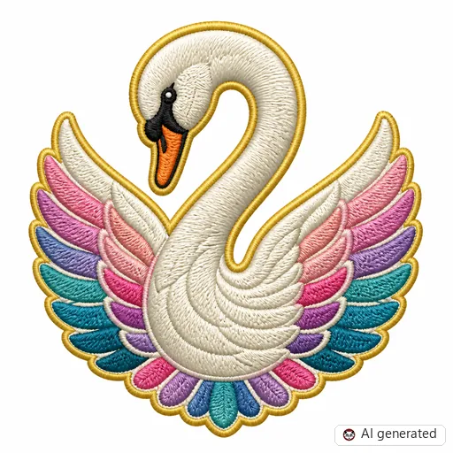 Diseño de tatuaje de Cisne en estilo Bordado